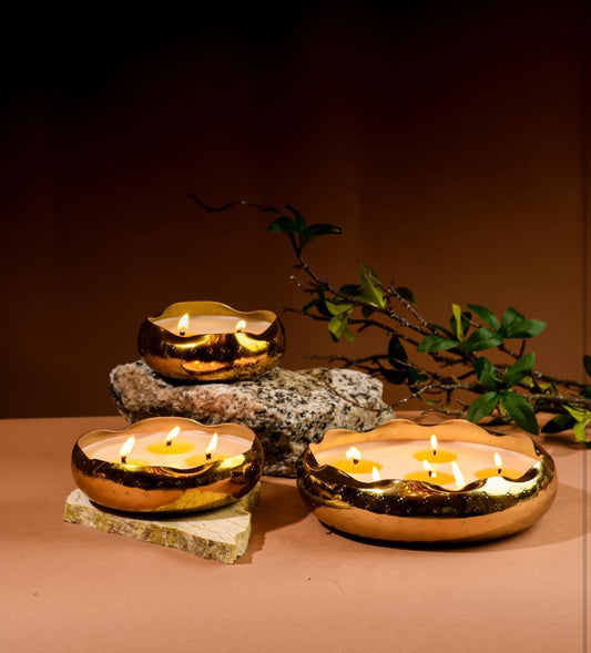 Gold Metal Candle Urli Bowl (Scented)