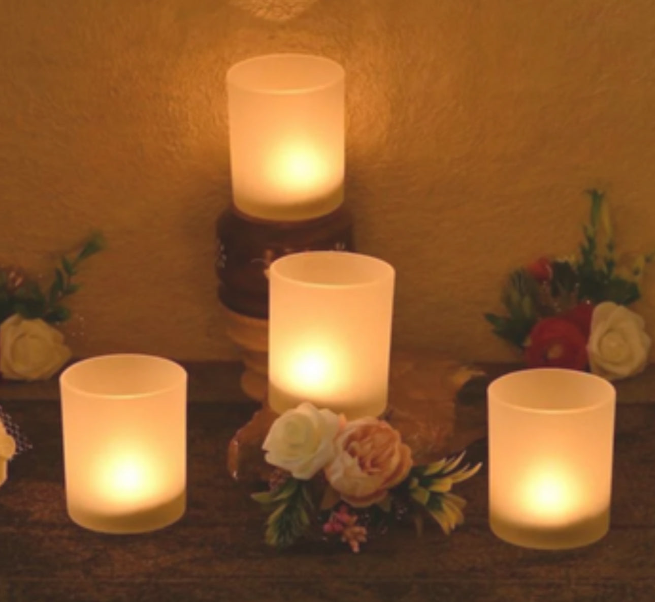 Frosted Glass Votive with Tea Light | Set of 4