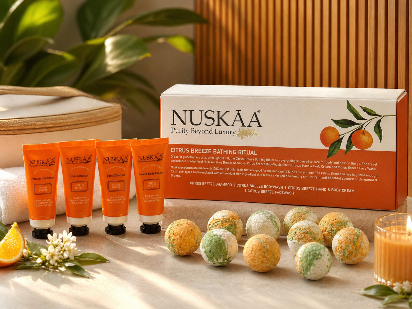 Spa Travel Gift Kit with 9 Mini Bath Bombs - Citrus Breeze