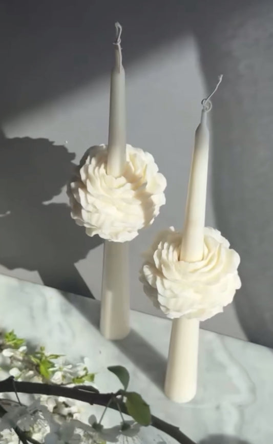 LuxePetal Taper Candle - Decorative Blossom Wrap - Set of 2