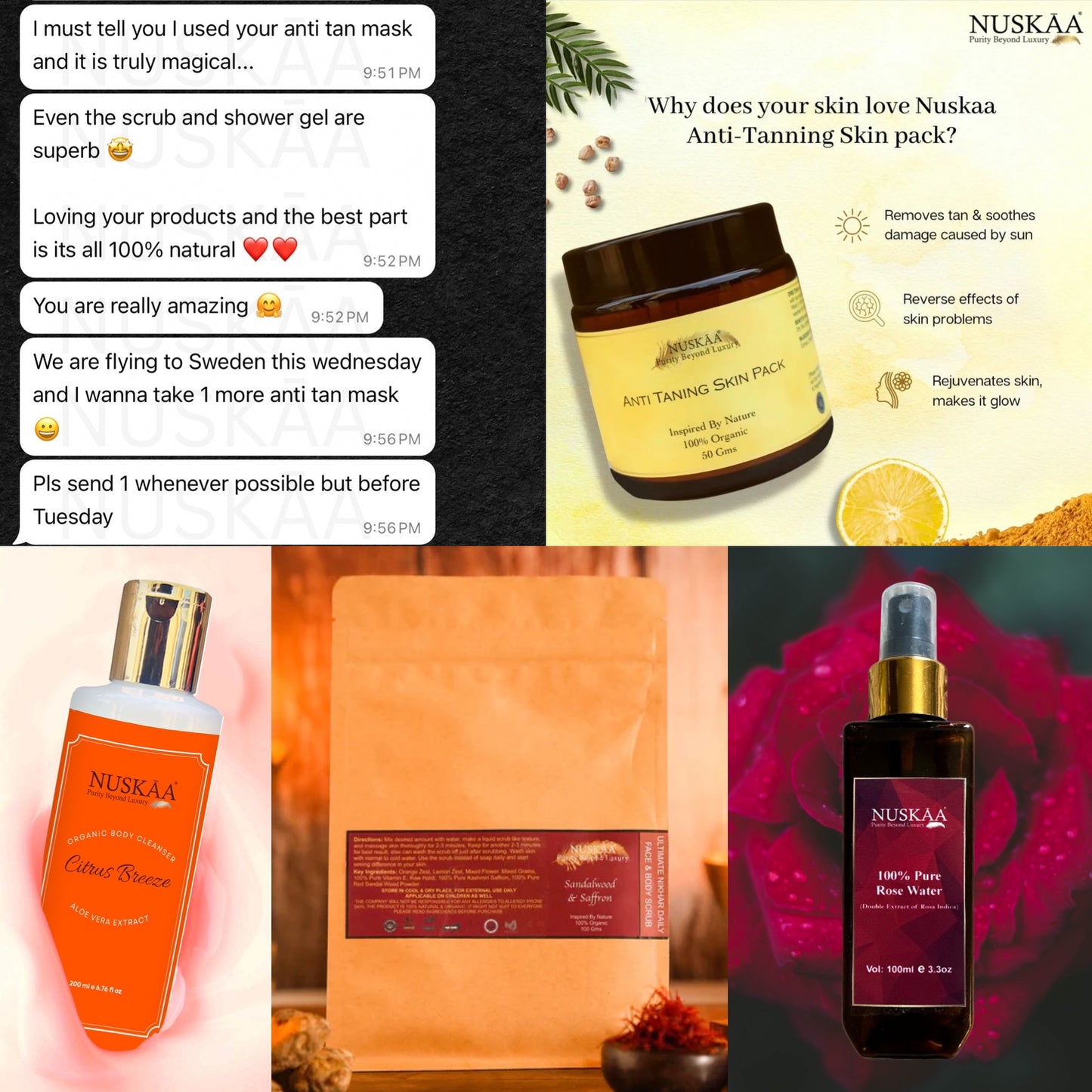 NUSKAA 100% Purely Organic Anti Taning Skin Pack 50 gm