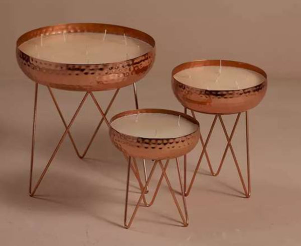 RoseGold Metal Candle Urli Round Jar with Stand (Un-Scented)