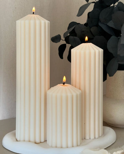 Striped Candle - 100% Plant Based - Long Lasting - Soy Wax