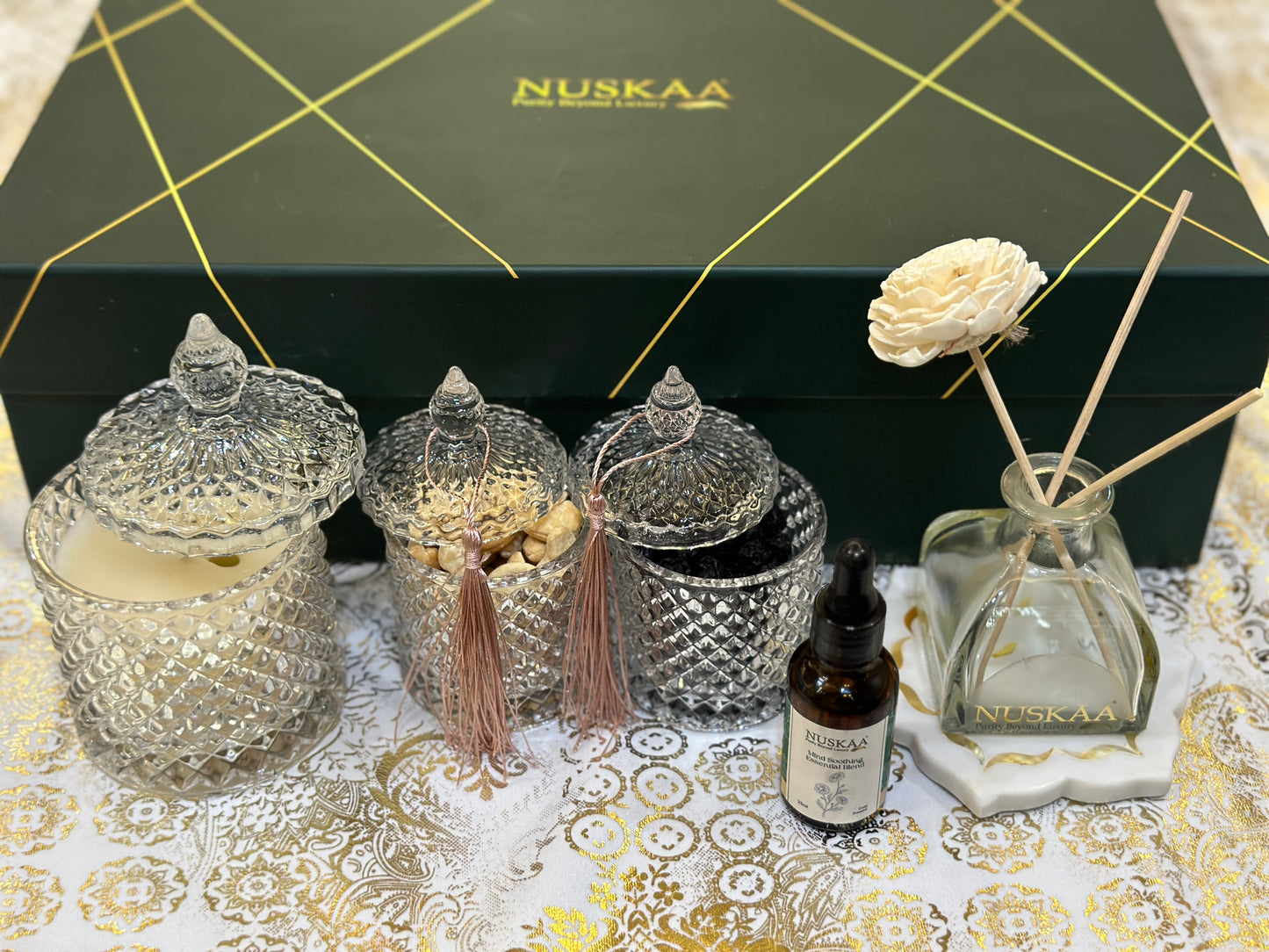 Diffuser Set + Marble Coaster + Dry Fruits + Candle