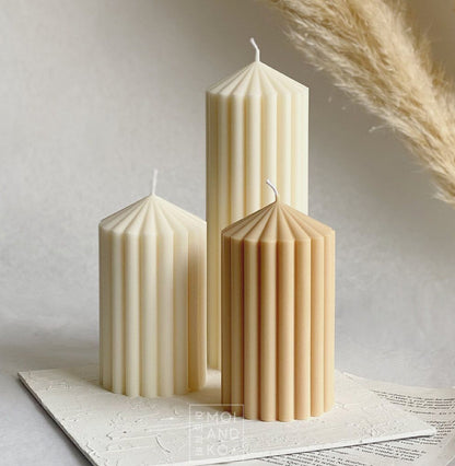 Striped Candle - 100% Plant Based - Long Lasting - Soy Wax