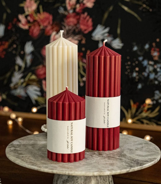 Striped Candle - 100% Plant Based - Long Lasting - Soy Wax