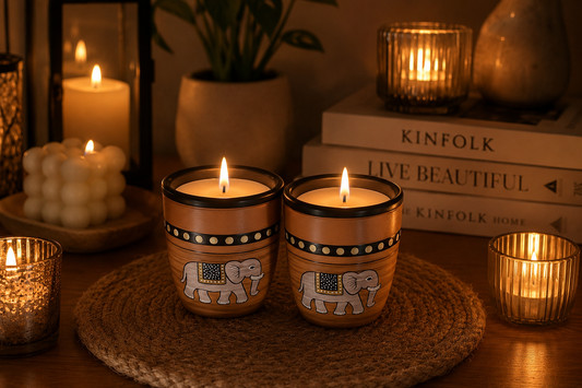 Terracotta Fragrant Glass Candle - Set Of 2