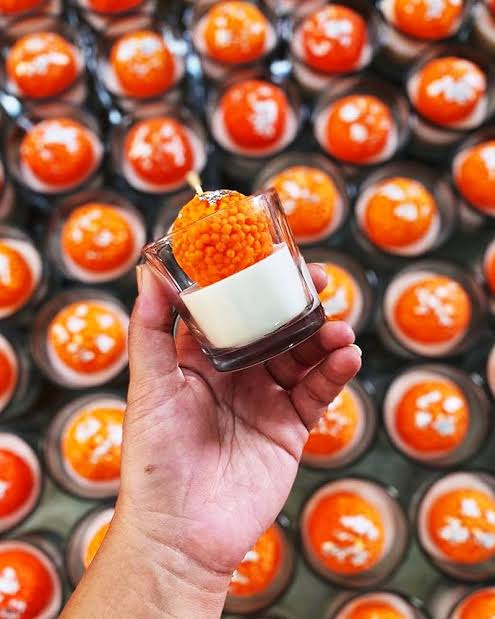 Motichoor Laddoo (Ladoo) Candle In Glass Votive | Set of 2 (Scented)