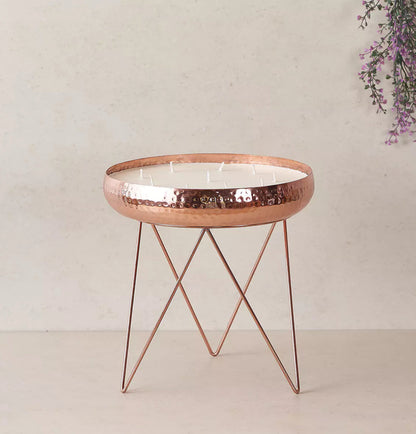 RoseGold Metal Candle Urli Round Jar with Stand (Un-Scented)