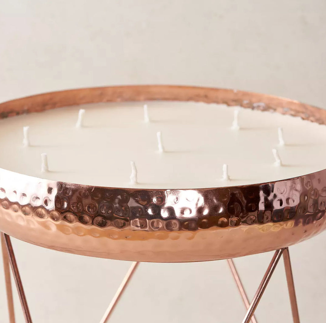 RoseGold Metal Candle Urli Round Jar with Stand (Un-Scented)