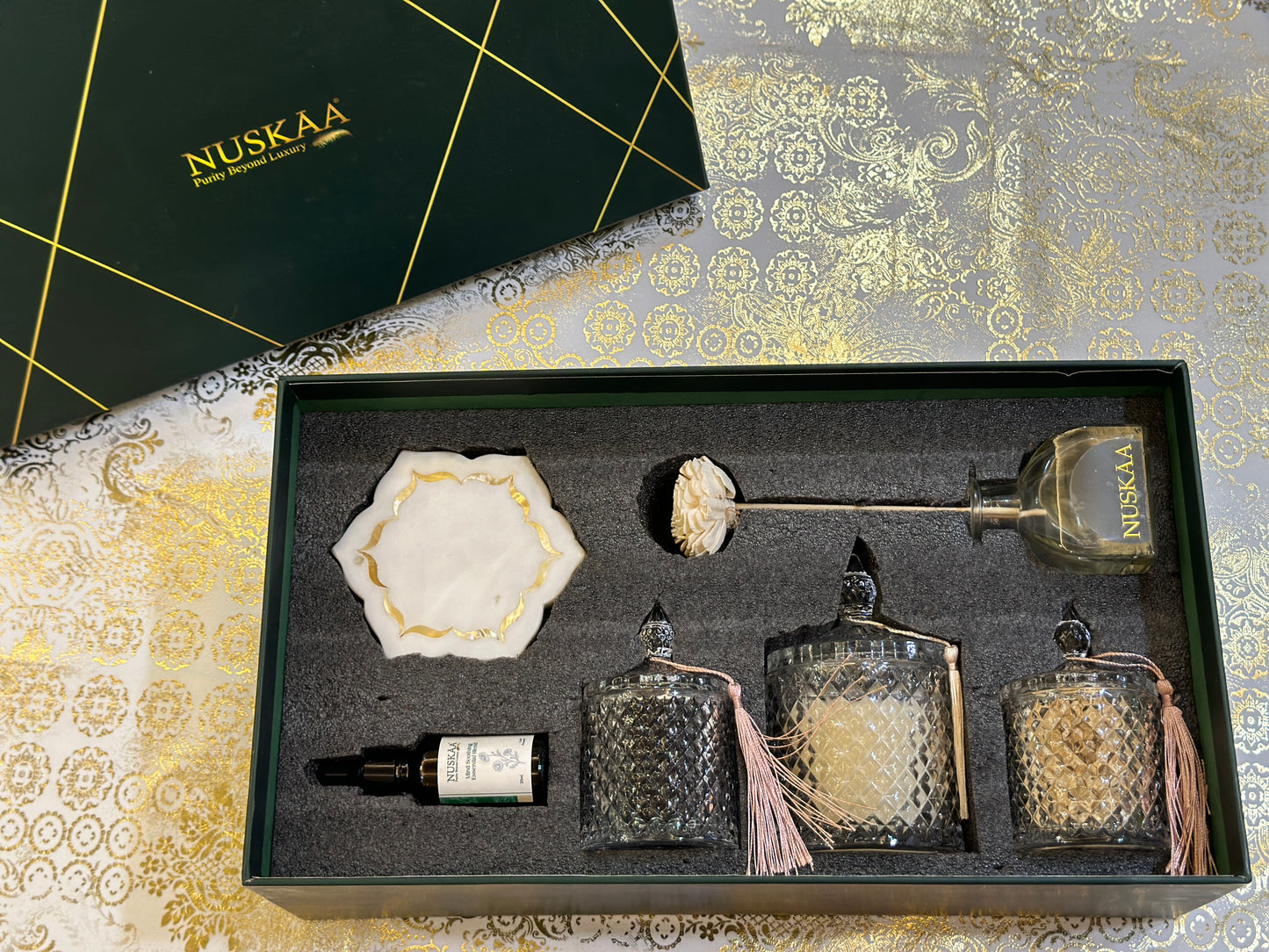 Diffuser Set + Marble Coaster + Dry Fruits + Candle