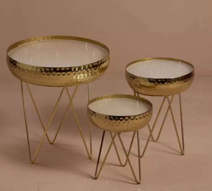 Gold Metal Candle Urli Round Jar with Stand (Un-Scented)