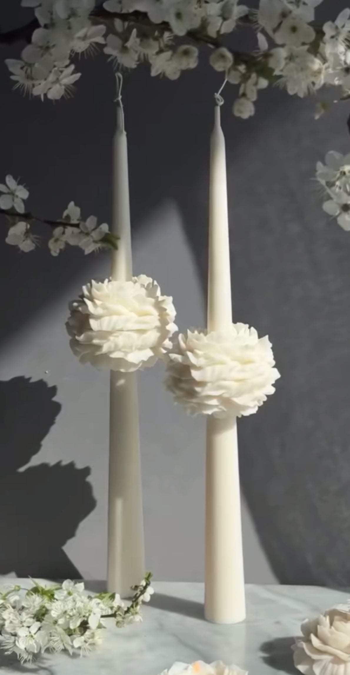 LuxePetal Taper Candle - Decorative Blossom Wrap - Set of 2