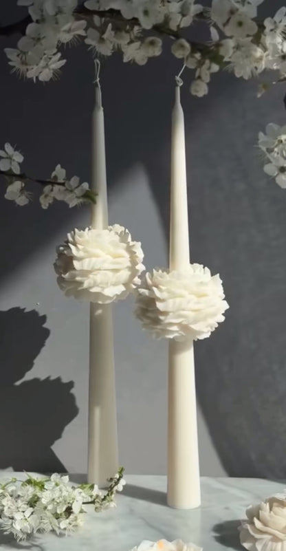 LuxePetal Taper Candle - Decorative Blossom Wrap - Set of 2