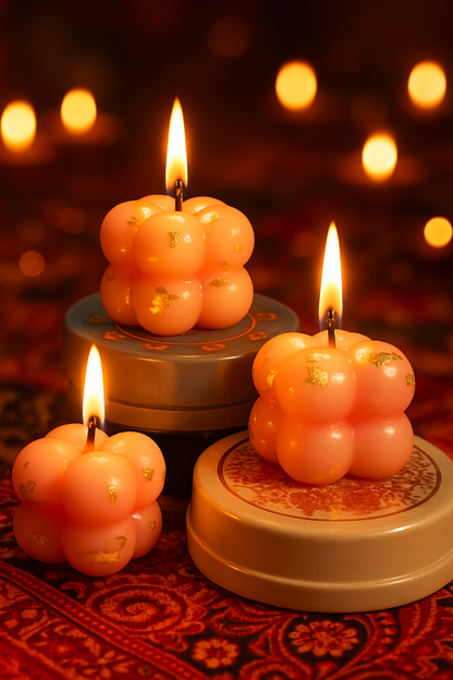 Small Bubble Cube Gold Foiled Candle | Scented | Set of 6
