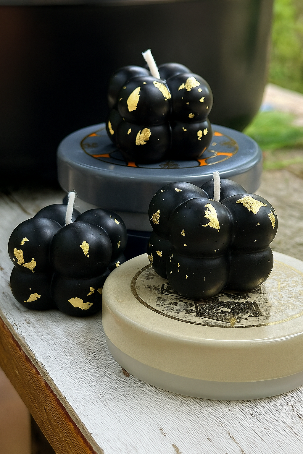 Small Bubble Cube Gold Foiled Candle | Scented | Set of 6