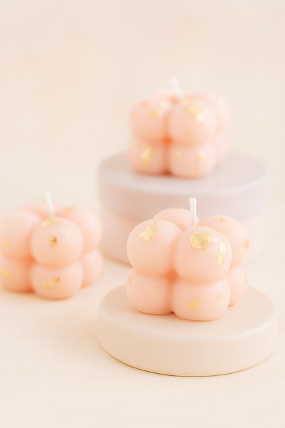 Small Bubble Cube Gold Foiled Candle | Scented | Set of 6