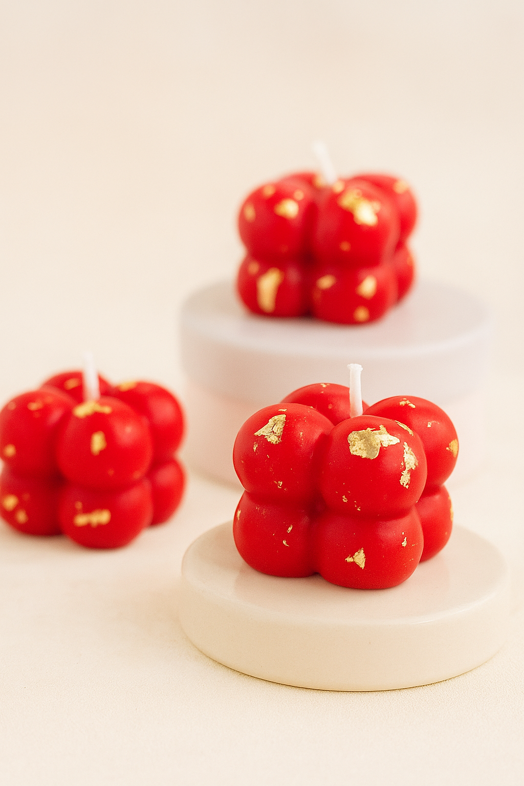 Small Bubble Cube Gold Foiled Candle | Scented | Set of 6