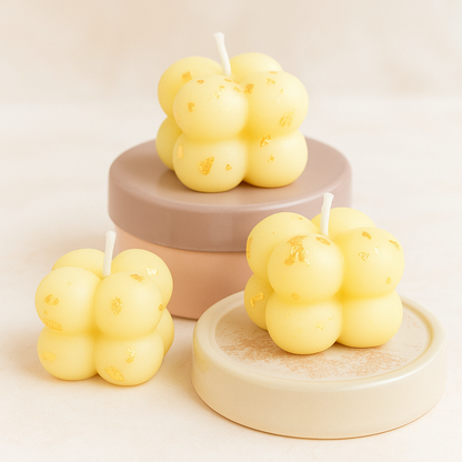 Small Bubble Cube Gold Foiled Candle | Scented | Set of 6