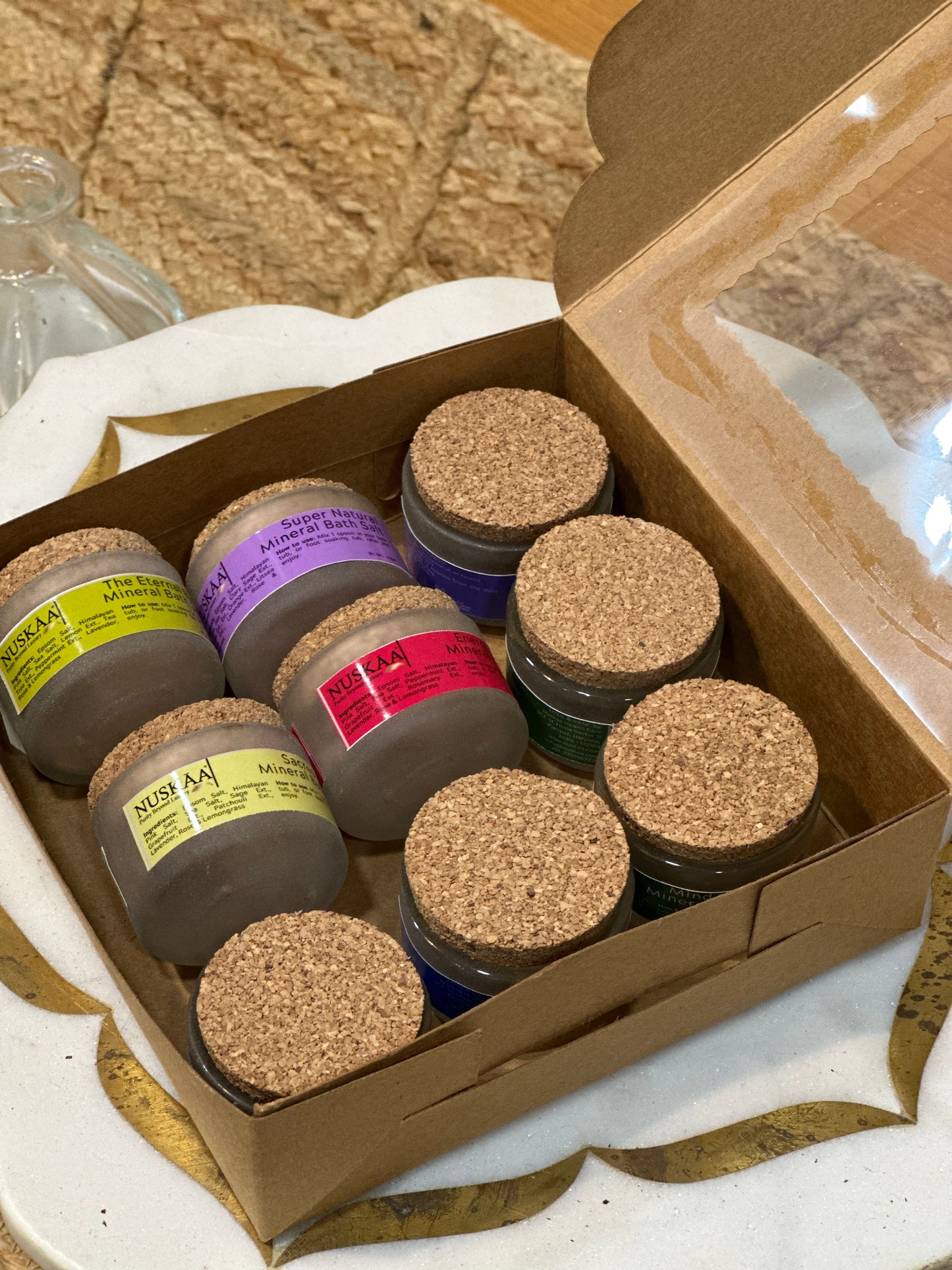 Bath Salt Gift Set - Set of 9 different essential oil blend bath salt