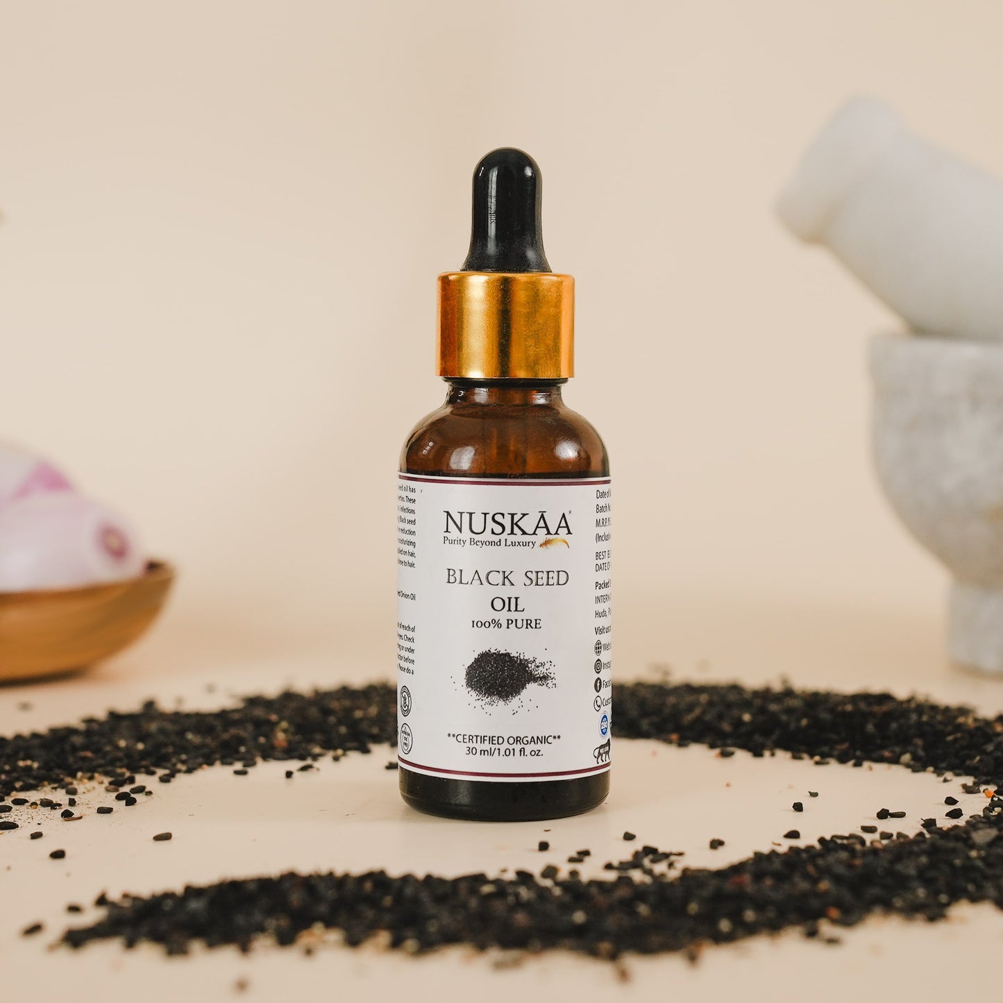 Nuskaa 100% Pure Black Seed Onion Oil (Cold Pressed) (Organic) - Kalonji